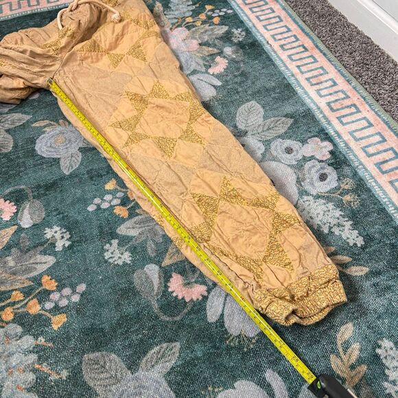 Kimchi Blue Sunita Jogger Pants Patchwork Small Tan Yellow Quilted Cotton Print - Picture 9 of 14